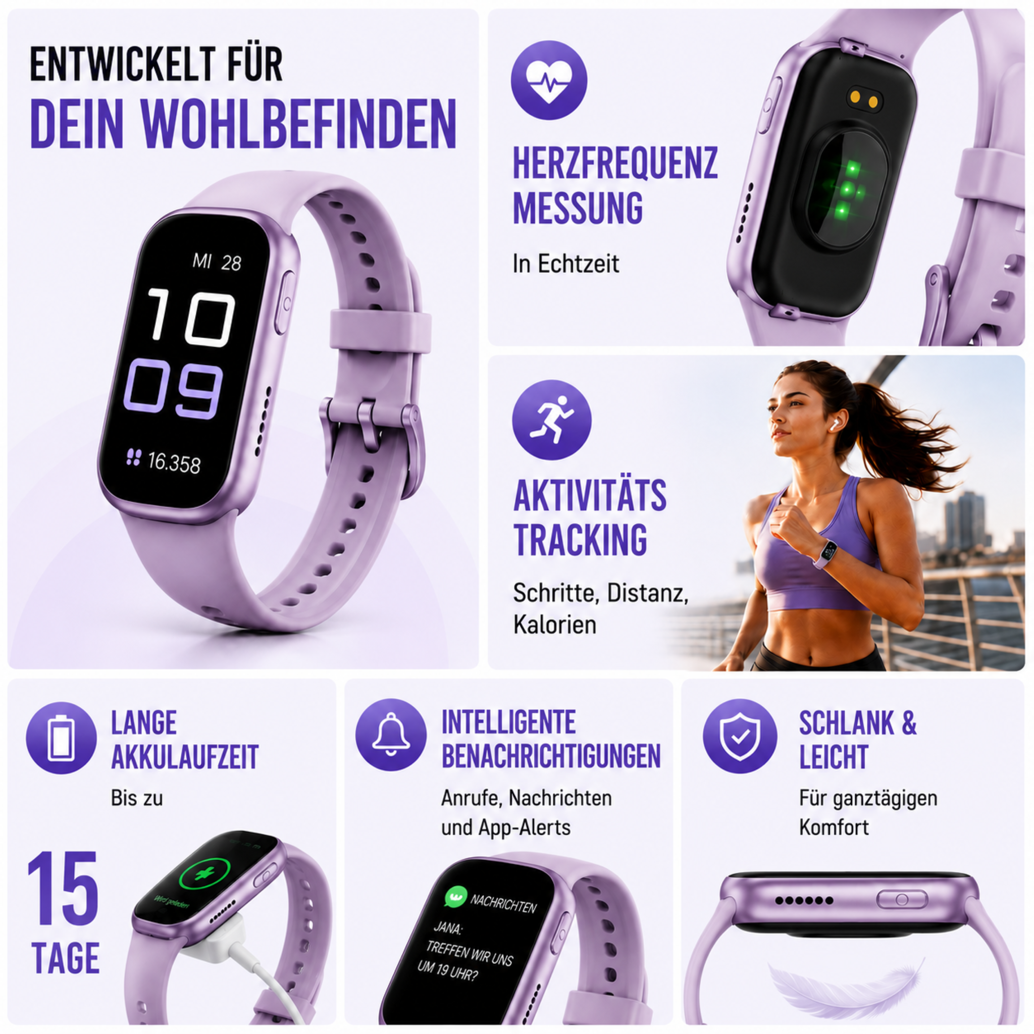Smartwatch wasserdicht mit 7 Tagen Akku & Schnellladung – PulseTrack One