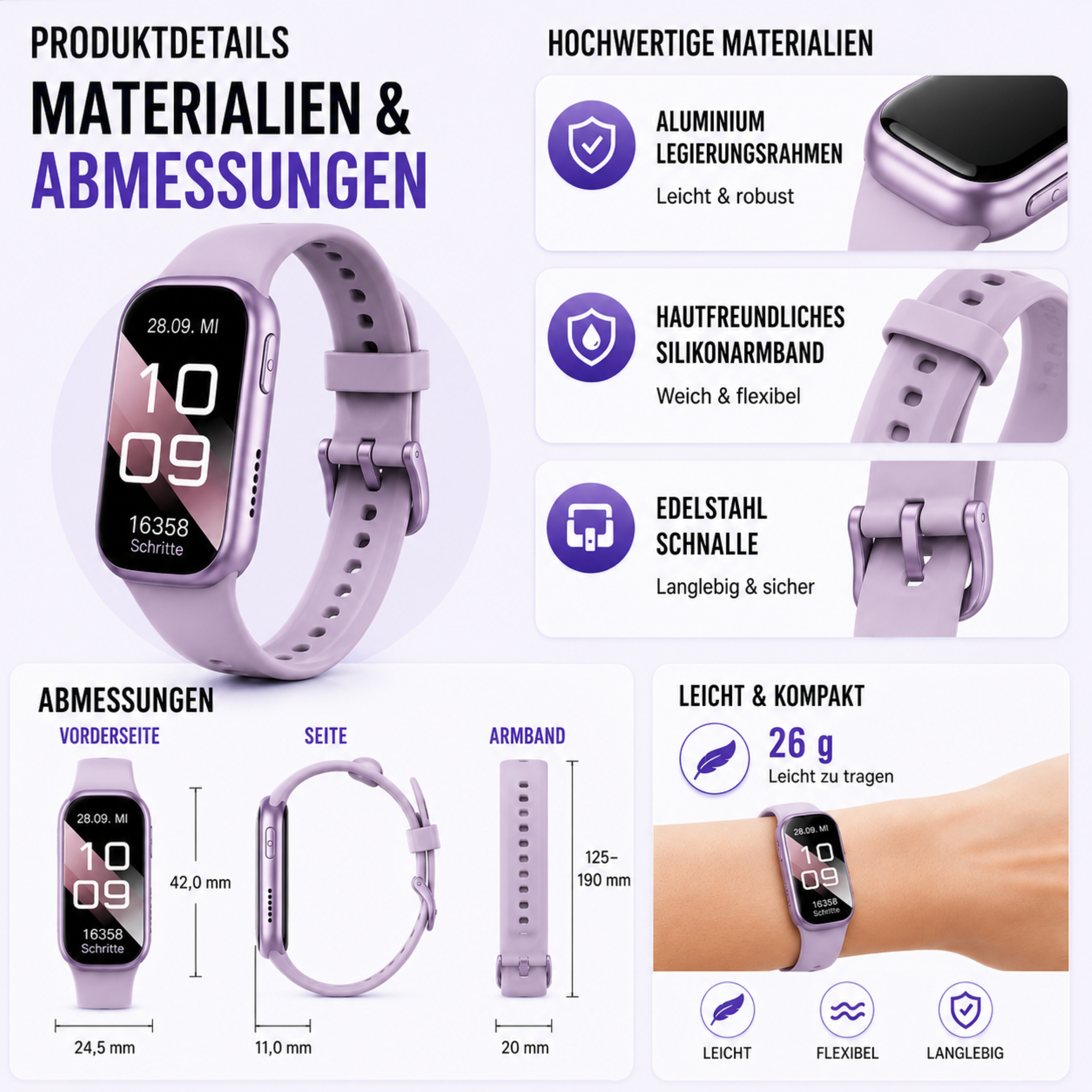 Smartwatch wasserdicht mit 7 Tagen Akku & Schnellladung – PulseTrack One
