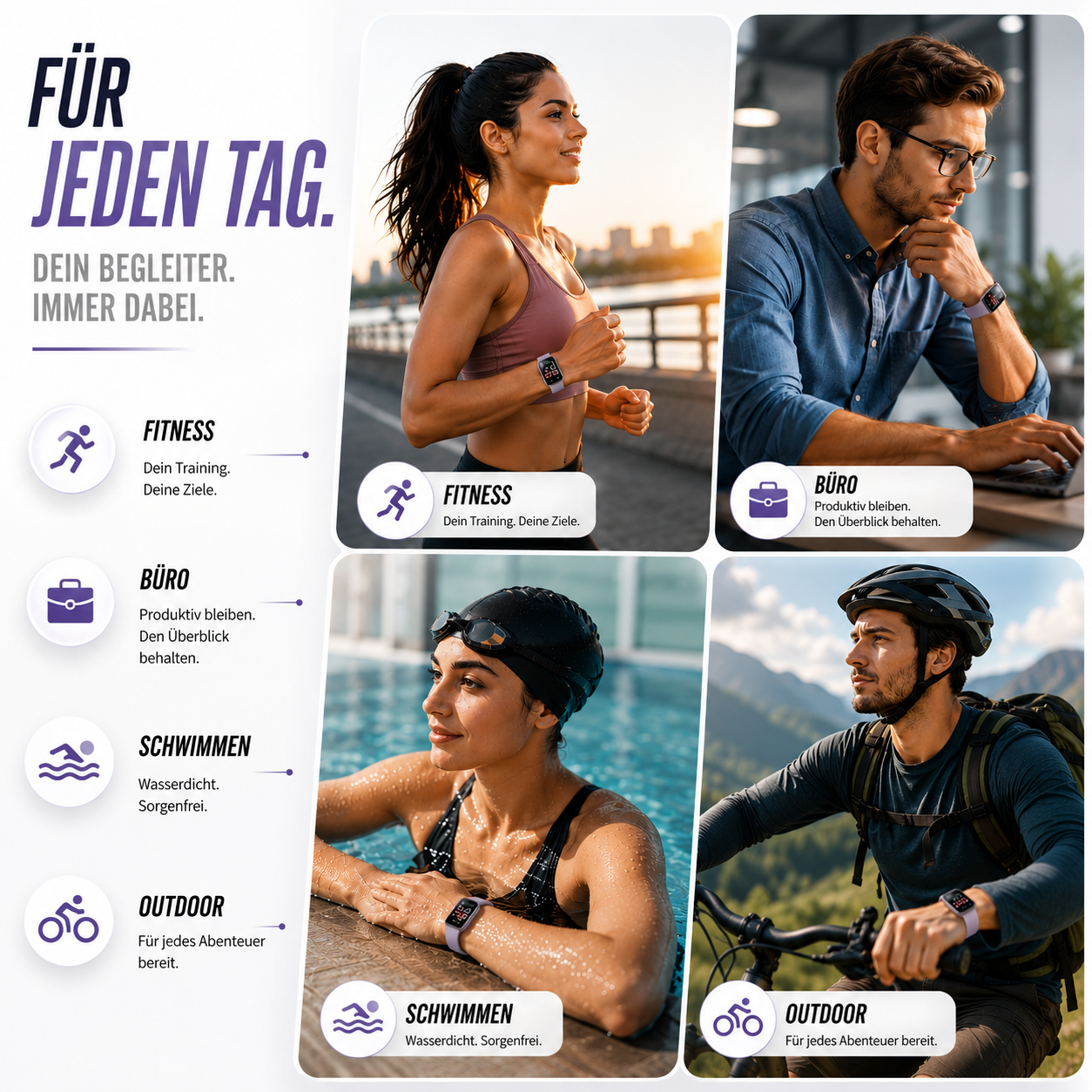 Smartwatch wasserdicht mit 7 Tagen Akku & Schnellladung – PulseTrack One