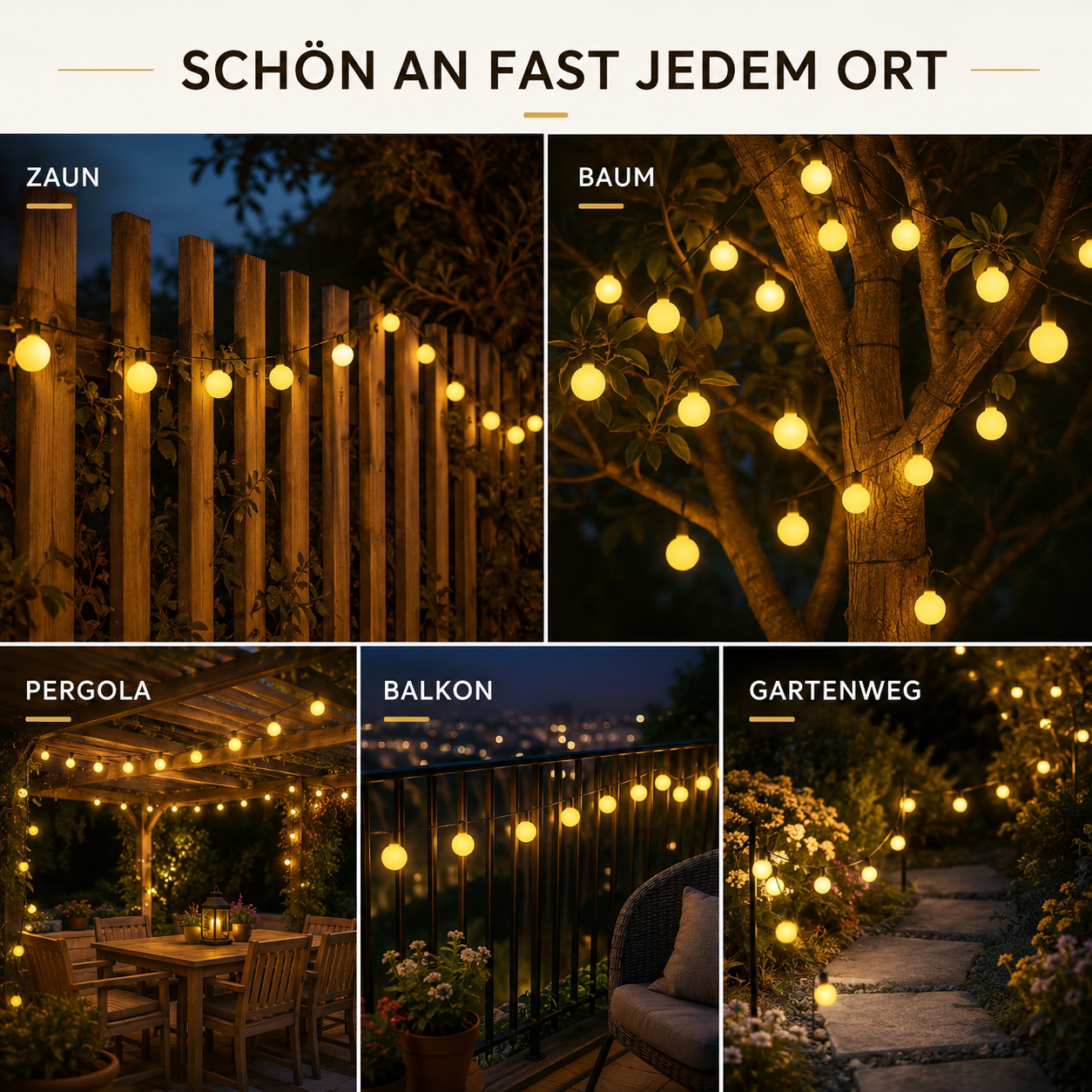 Solar LED Lichterkette Outdoor wasserdicht – GlowSphere