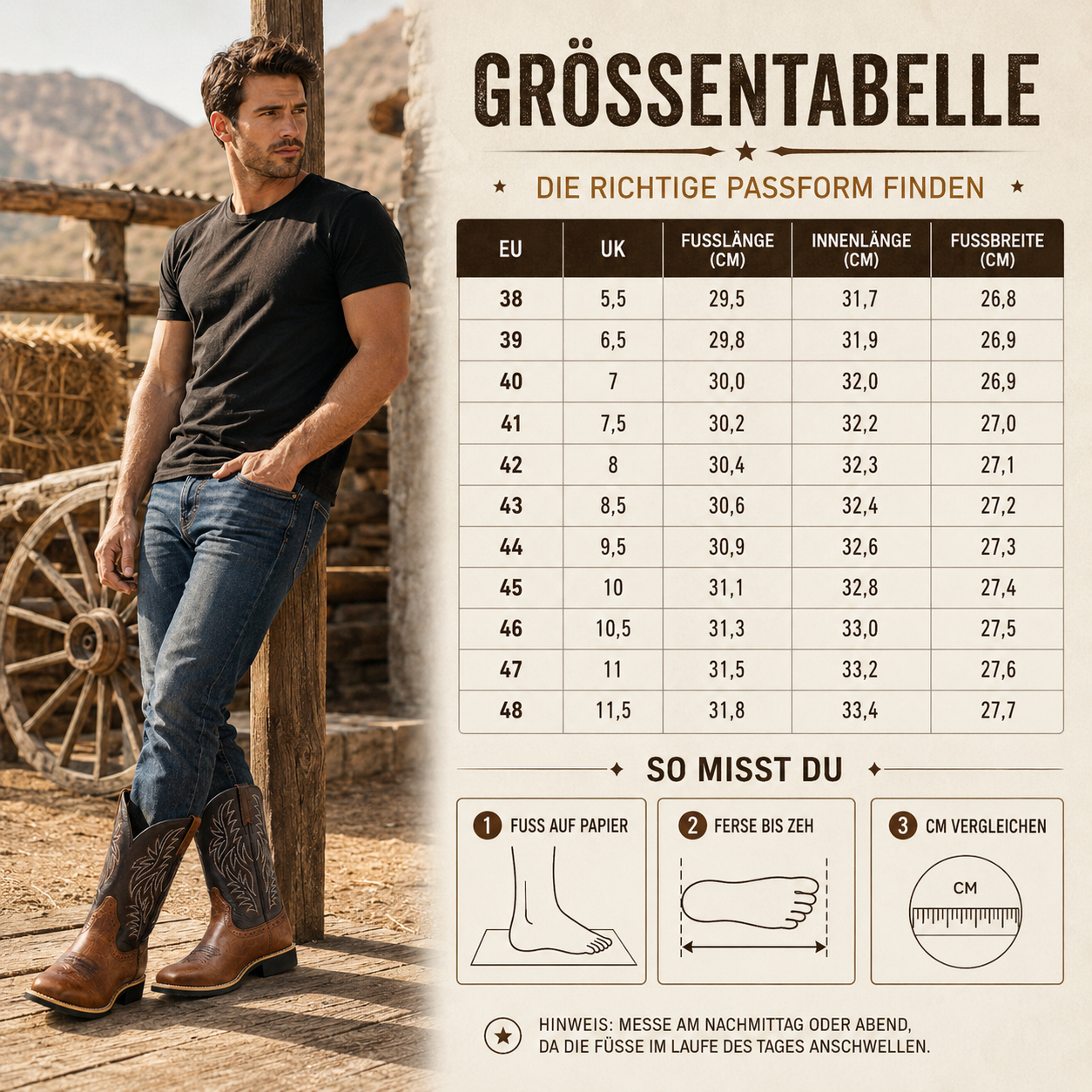 Stiefel mit eckiger Zehenform & klassischer Stickerei – WestRider Boots