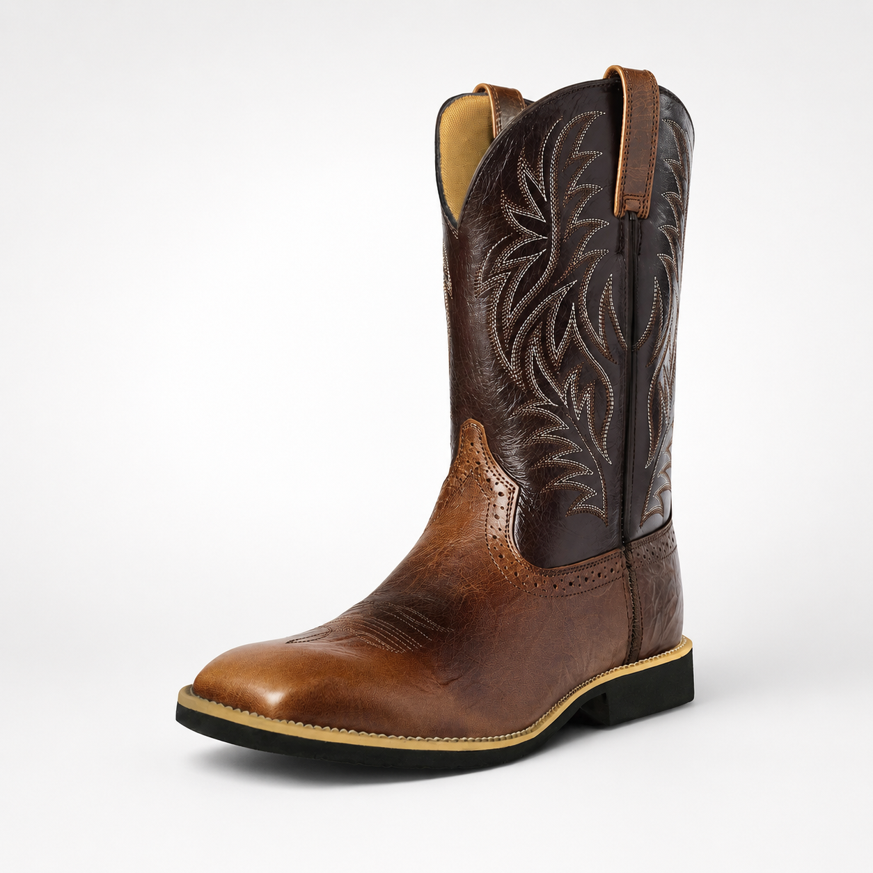 Stiefel mit eckiger Zehenform & klassischer Stickerei – WestRider Boots