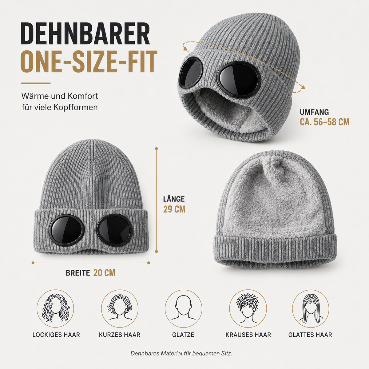 Strickmütze mit integrierter Brille – FrostSicht Unisex