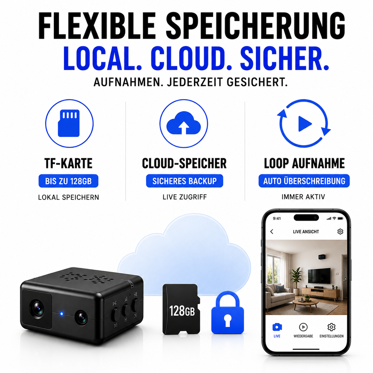 Überwachungskamera mit WLAN, Nachtsicht & Bewegungserkennung – ShadowGuard MiniCam