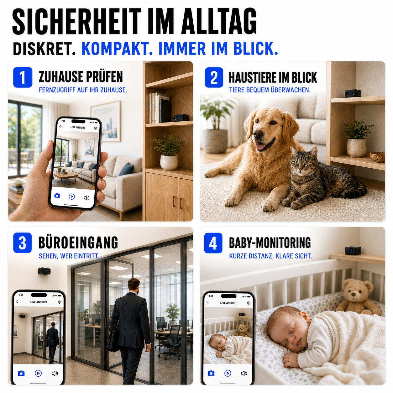 Überwachungskamera mit WLAN, Nachtsicht & Bewegungserkennung – ShadowGuard MiniCam