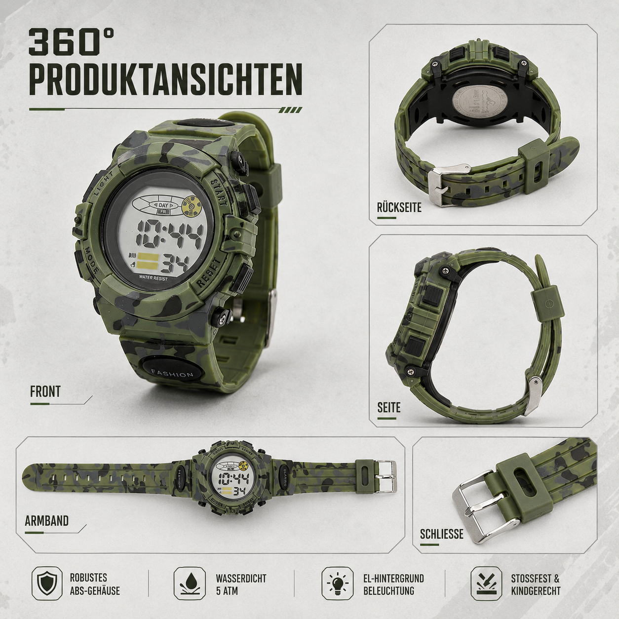 Uhren für Kinder wasserdicht & stoßfest – TimeGuard Kidswatch
