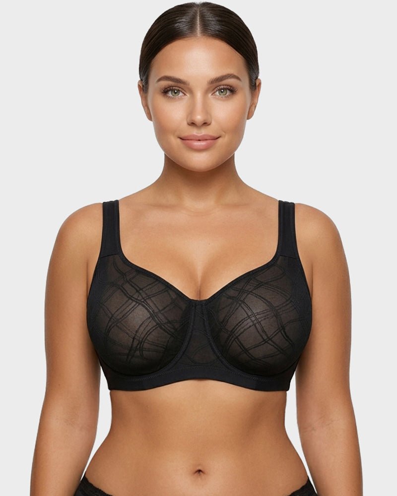 Ultraleichter BH mit vollständiger Abdeckung, Jacquard-Netz und Komfort
