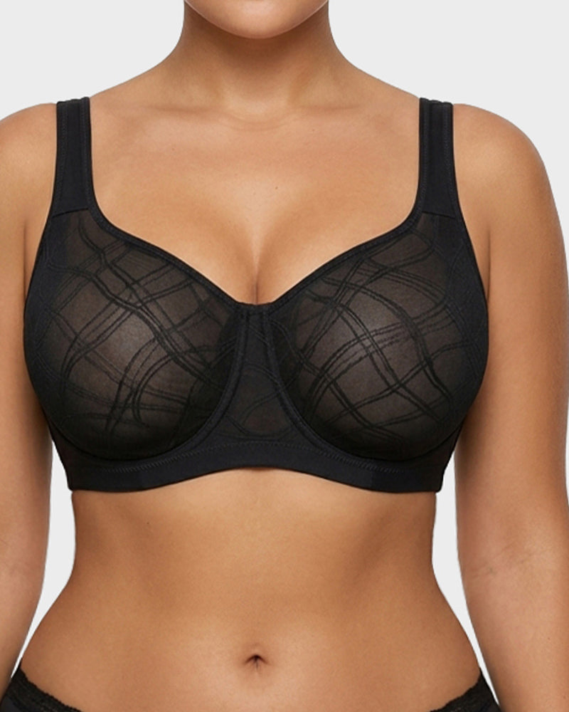 Ultraleichter BH mit vollständiger Abdeckung, Jacquard-Netz und Komfort