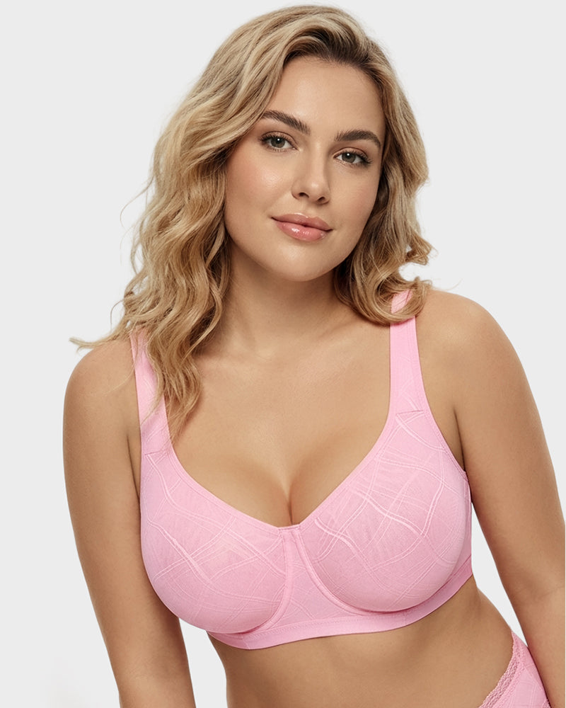 Ultraleichter BH mit vollständiger Abdeckung, Jacquard-Netz und Komfort