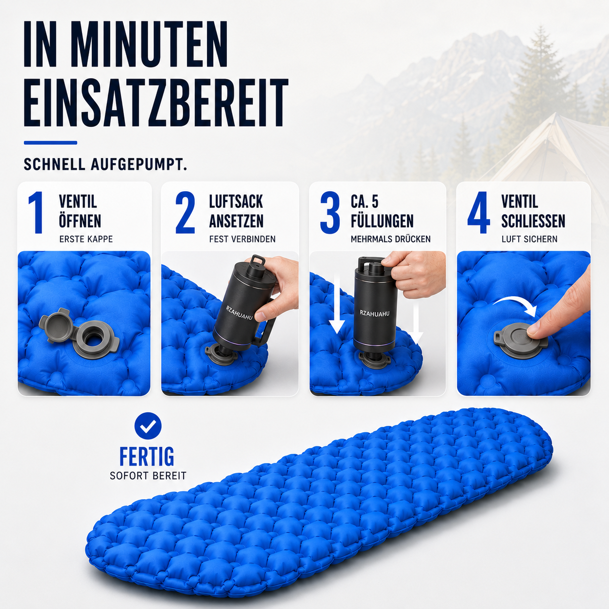 Ultraleichte Schlafmatte 4 Jahreszeiten – AirFlow CompactPad