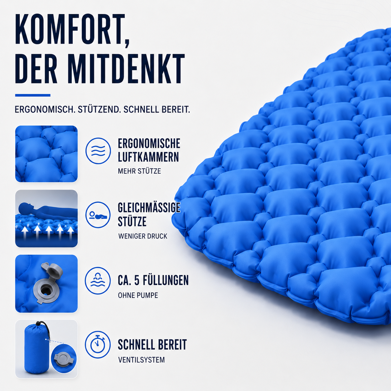 Ultraleichte Schlafmatte 4 Jahreszeiten – AirFlow CompactPad