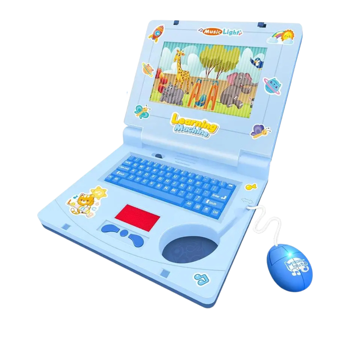 Cartoon-Lernlaptop-Spielzeug mit Tastaturtasten, Musik und Geräuschen