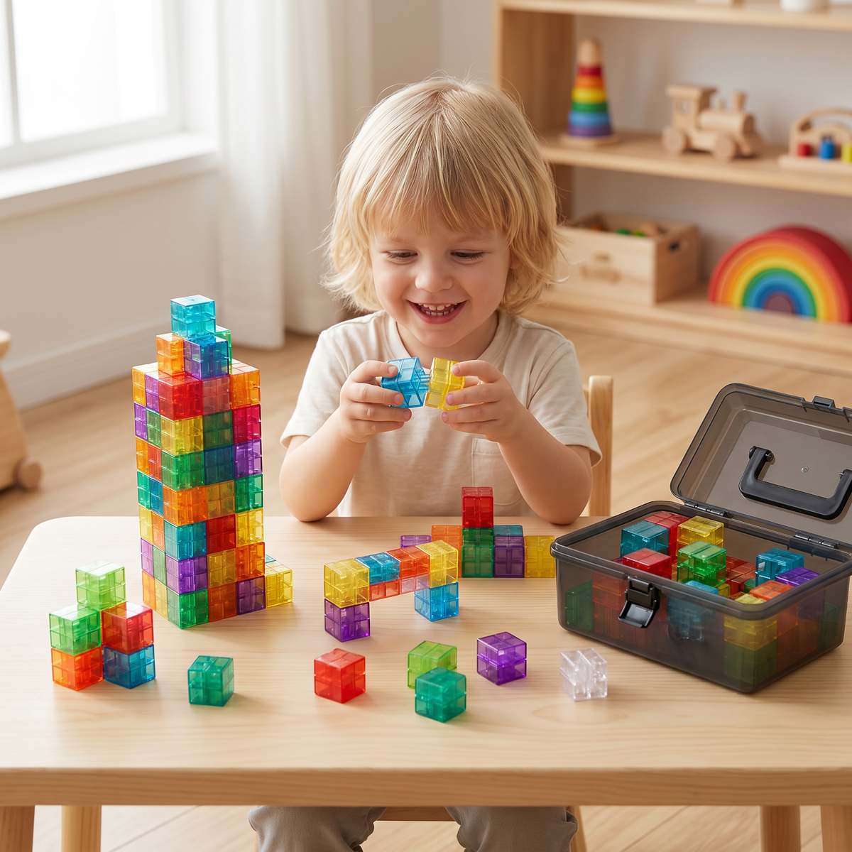 Montessori-Würfel-Bausteinset für Kinder