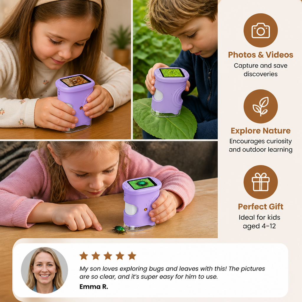 2-in-1 Digitales Mikroskop & Teleskop für Kinder mit Foto- und Videokamera