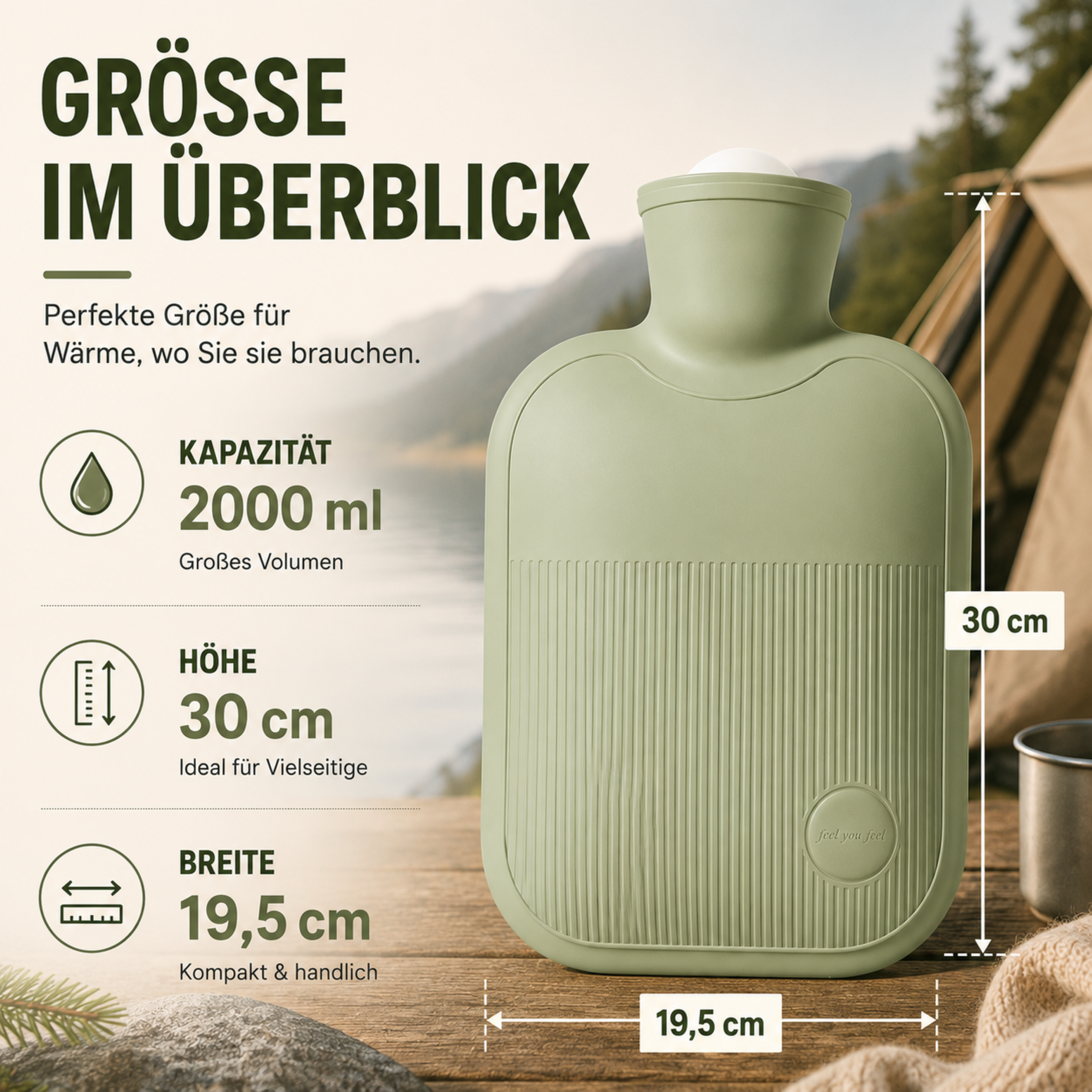 Wärmflasche 2000 ml auslaufsicher – ThermoComfort