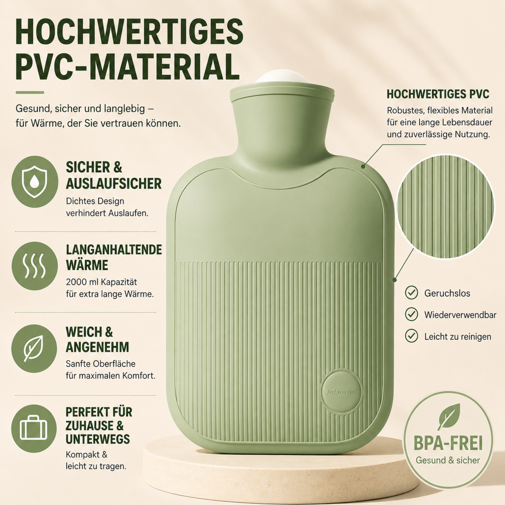 Wärmflasche 2000 ml auslaufsicher – ThermoComfort