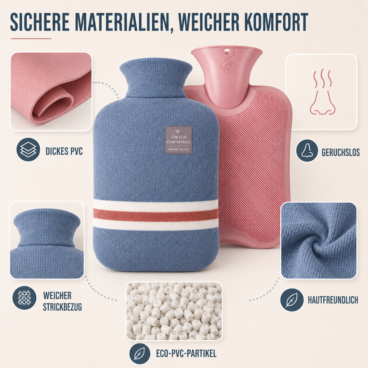 Wärmflasche mit Strickbezug – ThermoComfort