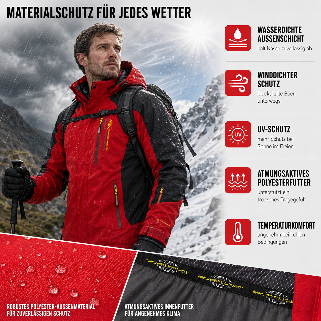 Wasserdichte Herren-Wanderjacke – Expeditionsshell