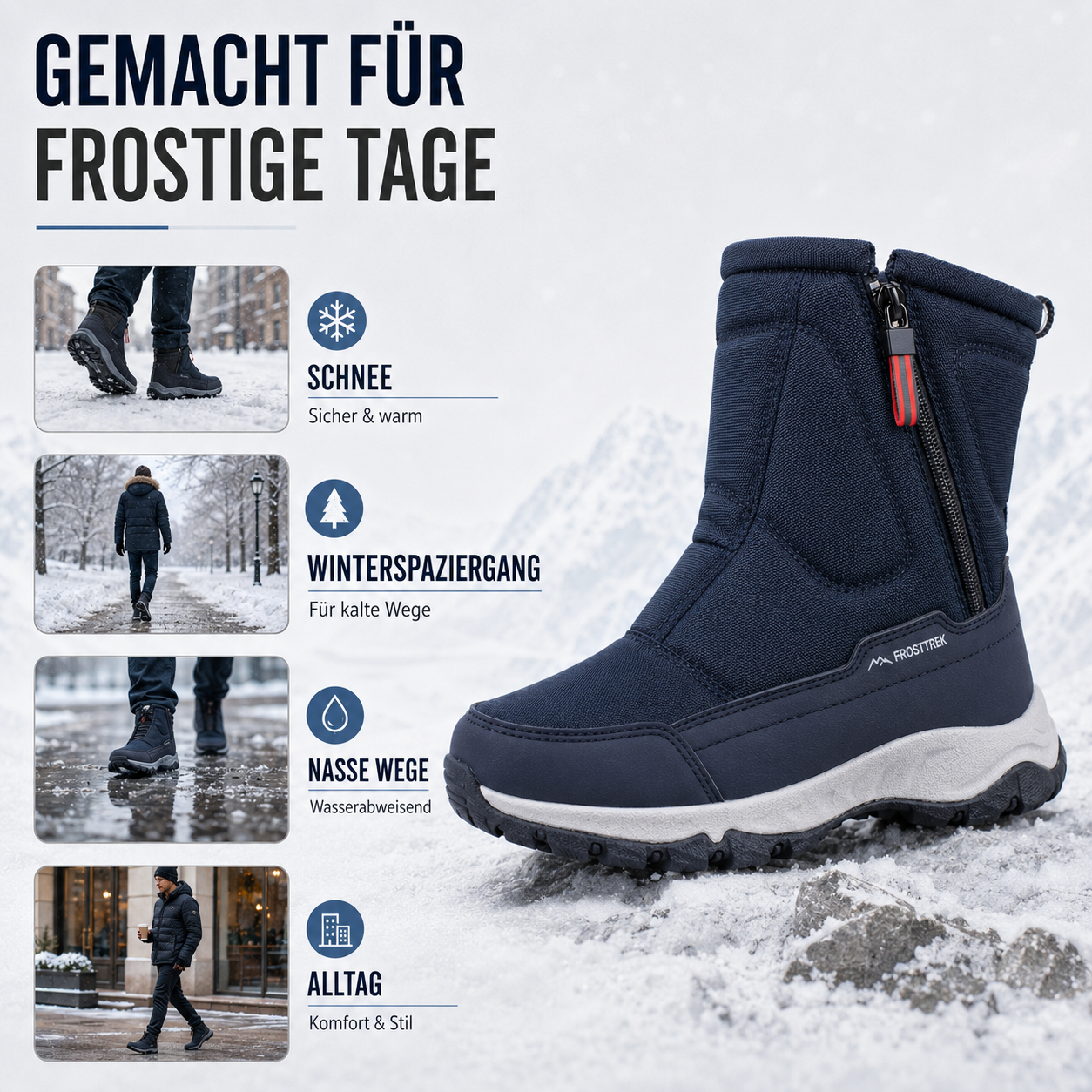 Wasserdichte Winterstiefel Damen gefüttert – FrostTrek Urban