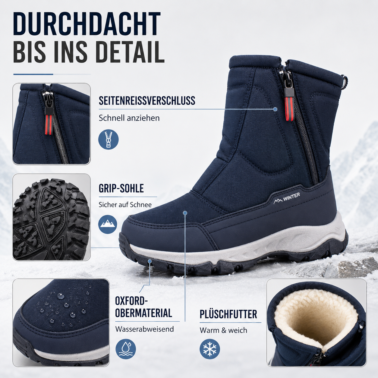 Wasserdichte Winterstiefel Damen gefüttert – FrostTrek Urban