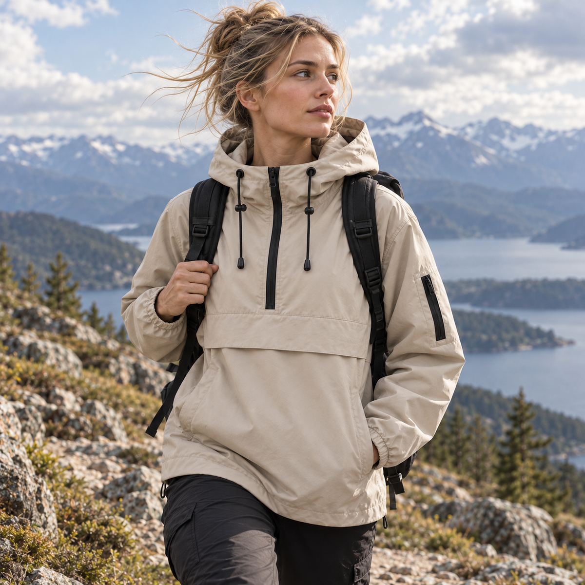 Wasserdichter Allwetter-Mantel mit Kapuze & Fronttasche – StormShield Parka