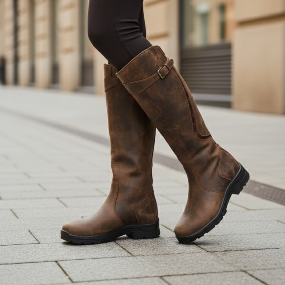 Wasserdichte kniehohe Stiefel mit verstellbarem Schnallenriemen