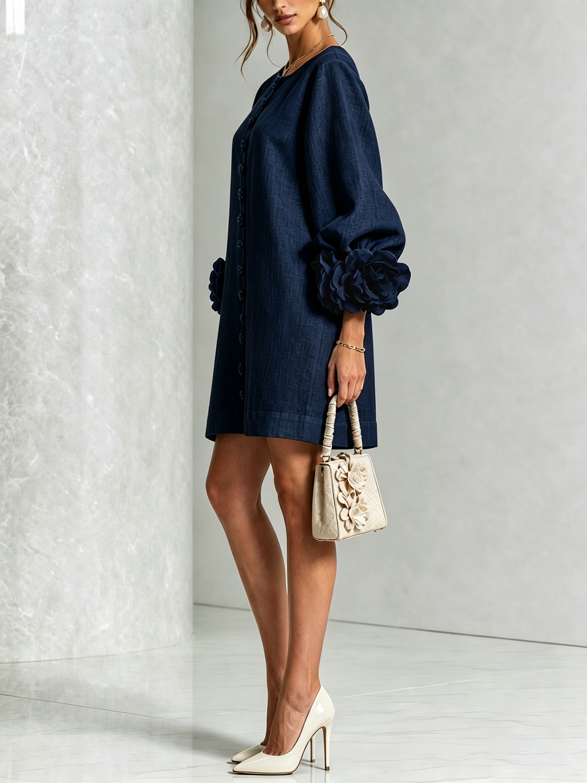 Elegantes Kleid mit Ärmeln für Damen