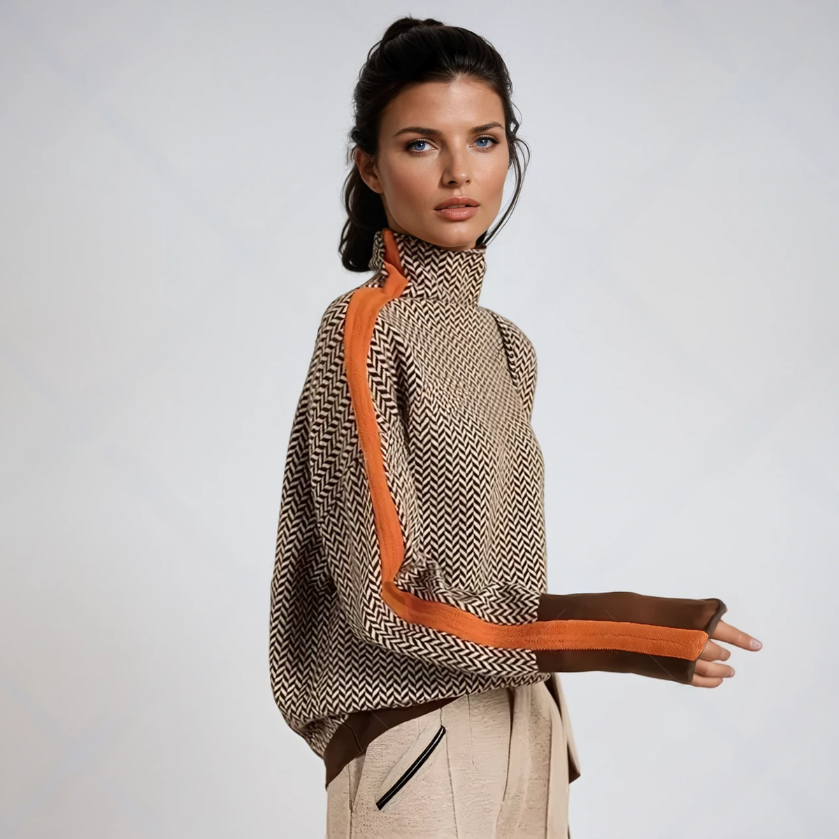 Gestreifter Rollkragenpullover