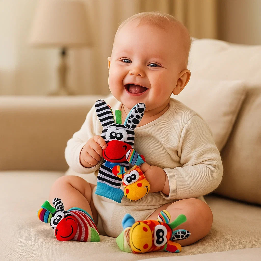 Set aus Rasseln und Socken für Babys | Buntes sensorisches Spielzeug zum frühen Lernen und zur Entwicklung motorischer Fähigkeiten