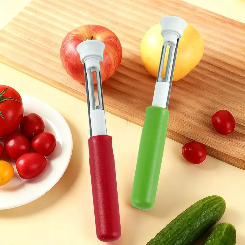 2 in 1 Apfelentkerner und Schäler, Obstentferner-Werkzeug, Edelstahl Obst-Entkerner