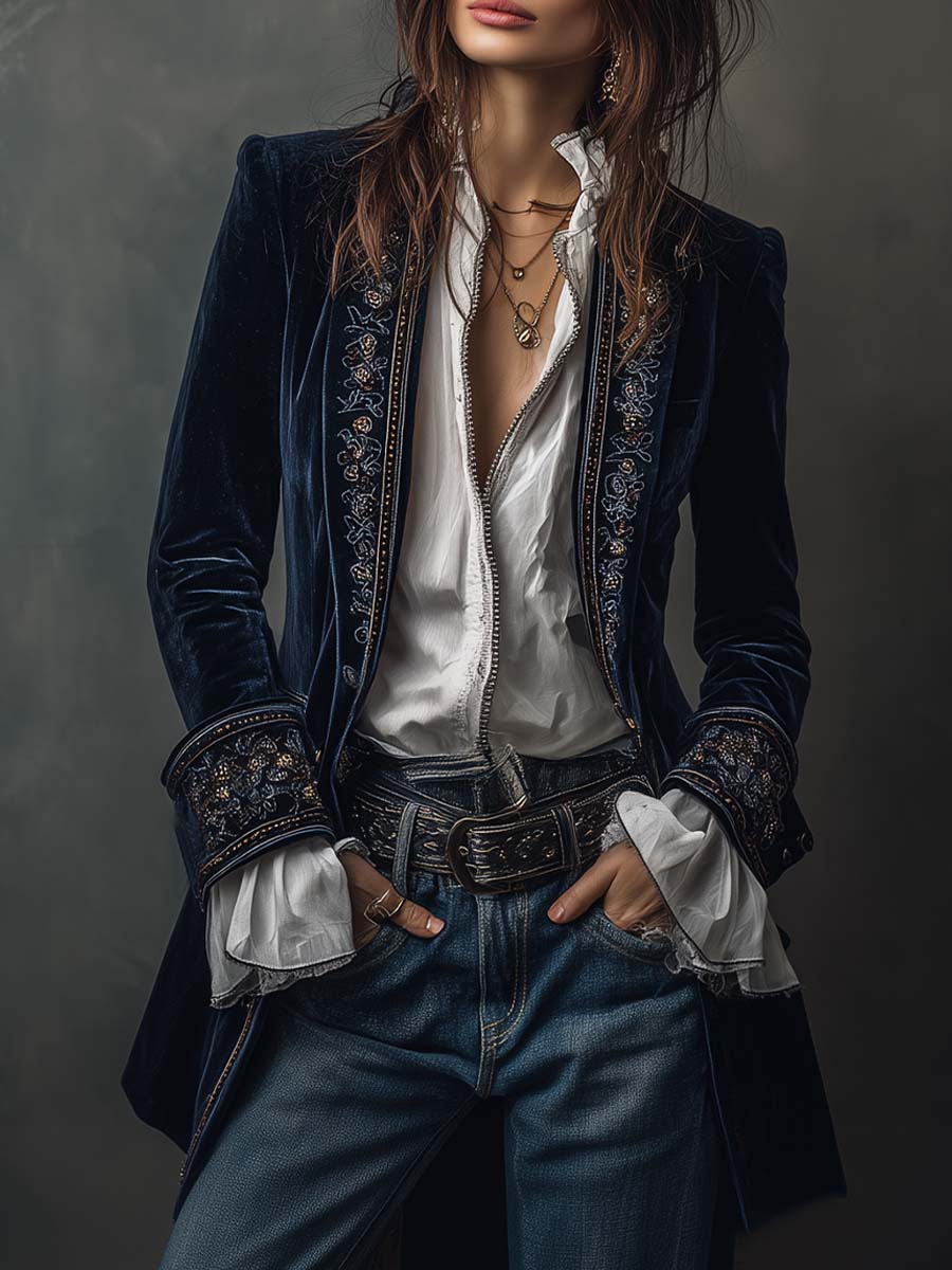 Anastasia Bestickte Longline-Jacke