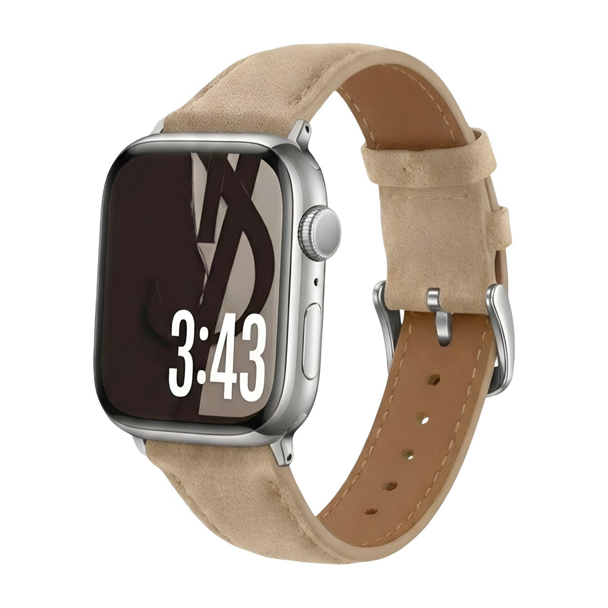 Armband aus Spaltleder für Apple Watch, glatte Oberfläche, Dornschließe, Modell Mathilda