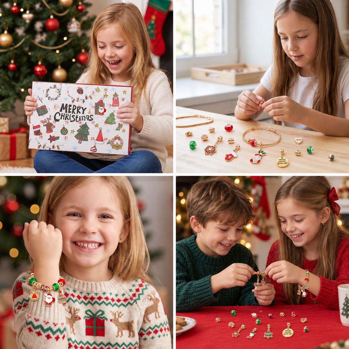 24-Tage Weihnachts-Armband-Adventskalender – DIY Schmuckbastelset für Mädchen