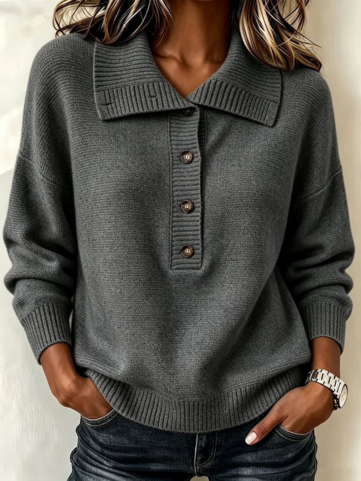 Nicole Damen Herbst-Pullover mit Knöpfen