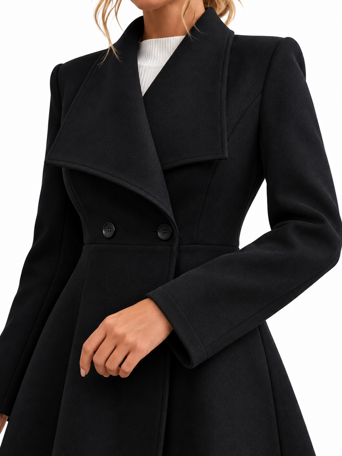 Eleganter taillierter Mantel für Damen mit Reverskragen