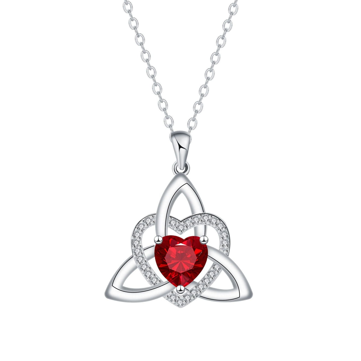 Geburtsstein Keltischer Trinity Knoten Herz Halskette Herzförmiger Keltischer Trinity Knoten Geburtsstein Anhänger