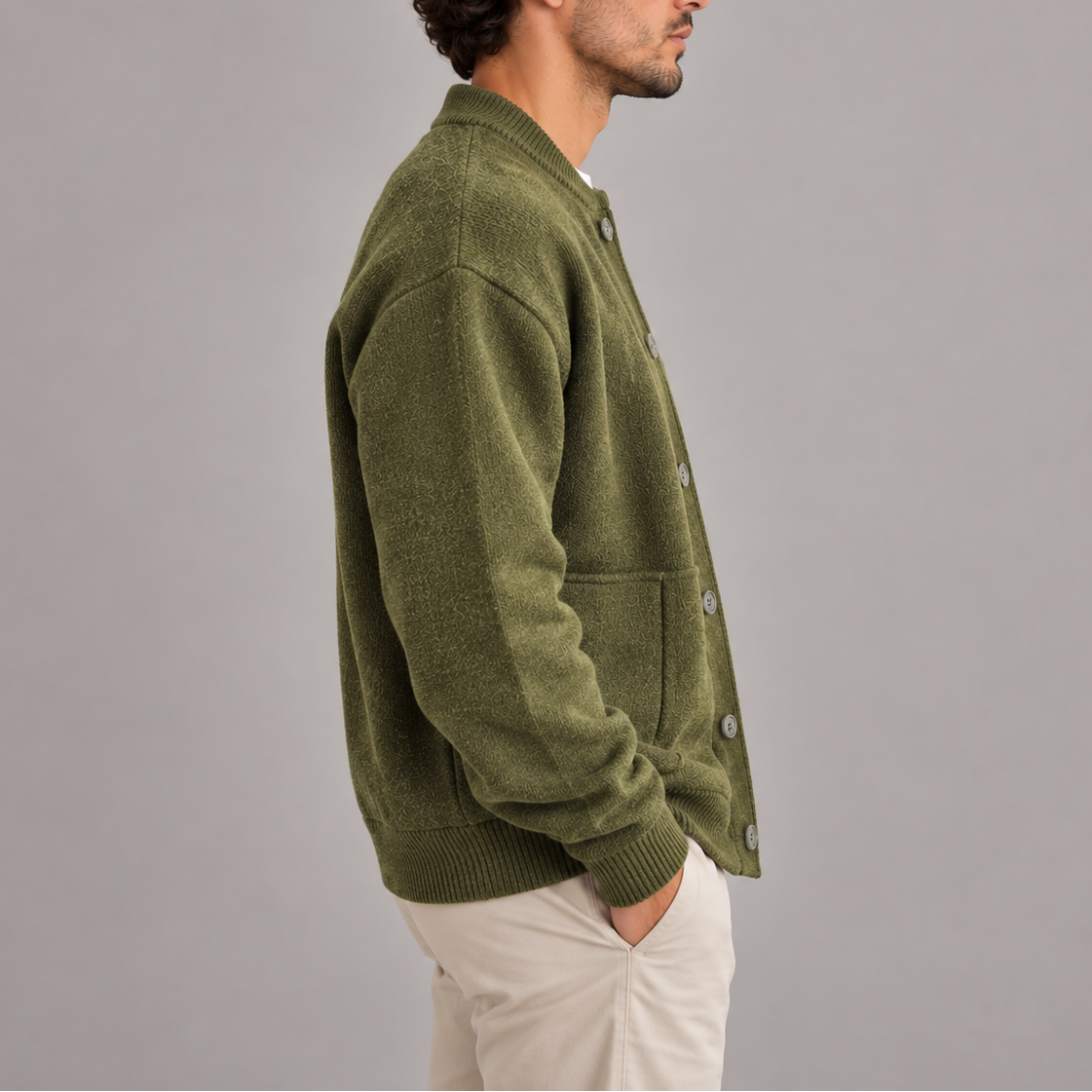 Herren Strukturierte Strickjacke mit Knopfleiste | Lässige Strickjacke
