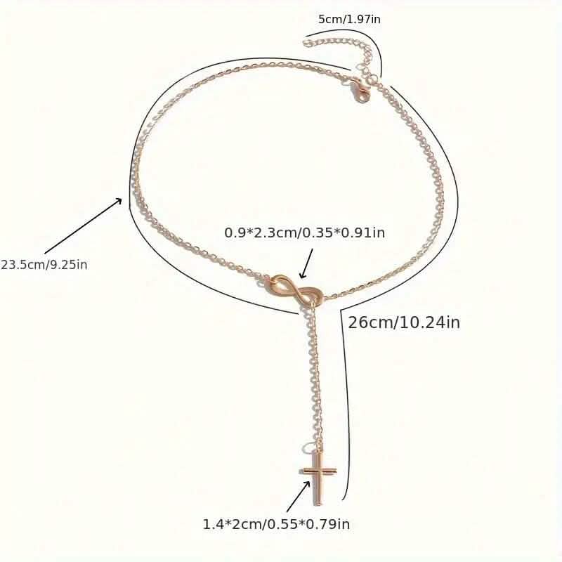 Schicke Vintage-inspirierte Infinity-Kreuz-Anhänger-Halskette