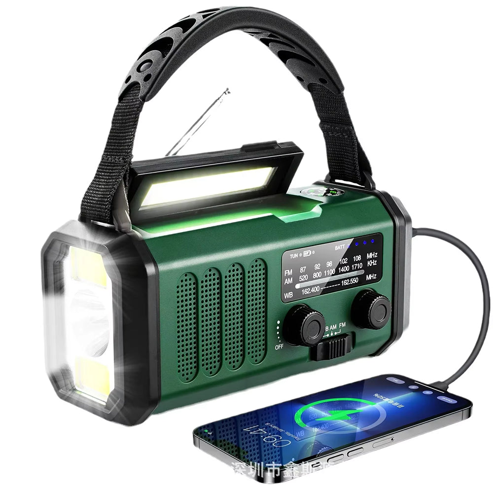 Kurbelradio mit Solarladung und LED-Taschenlampe