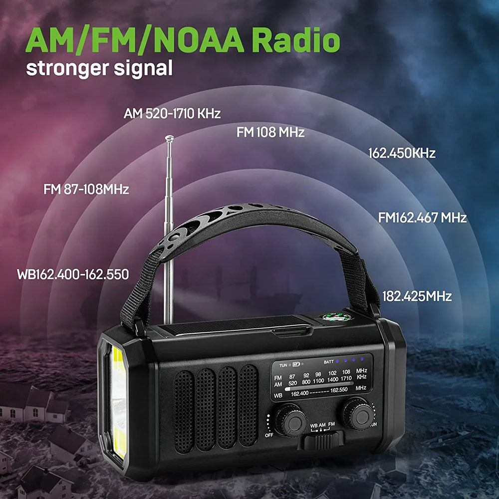 Kurbelradio mit Solarladung und LED-Taschenlampe
