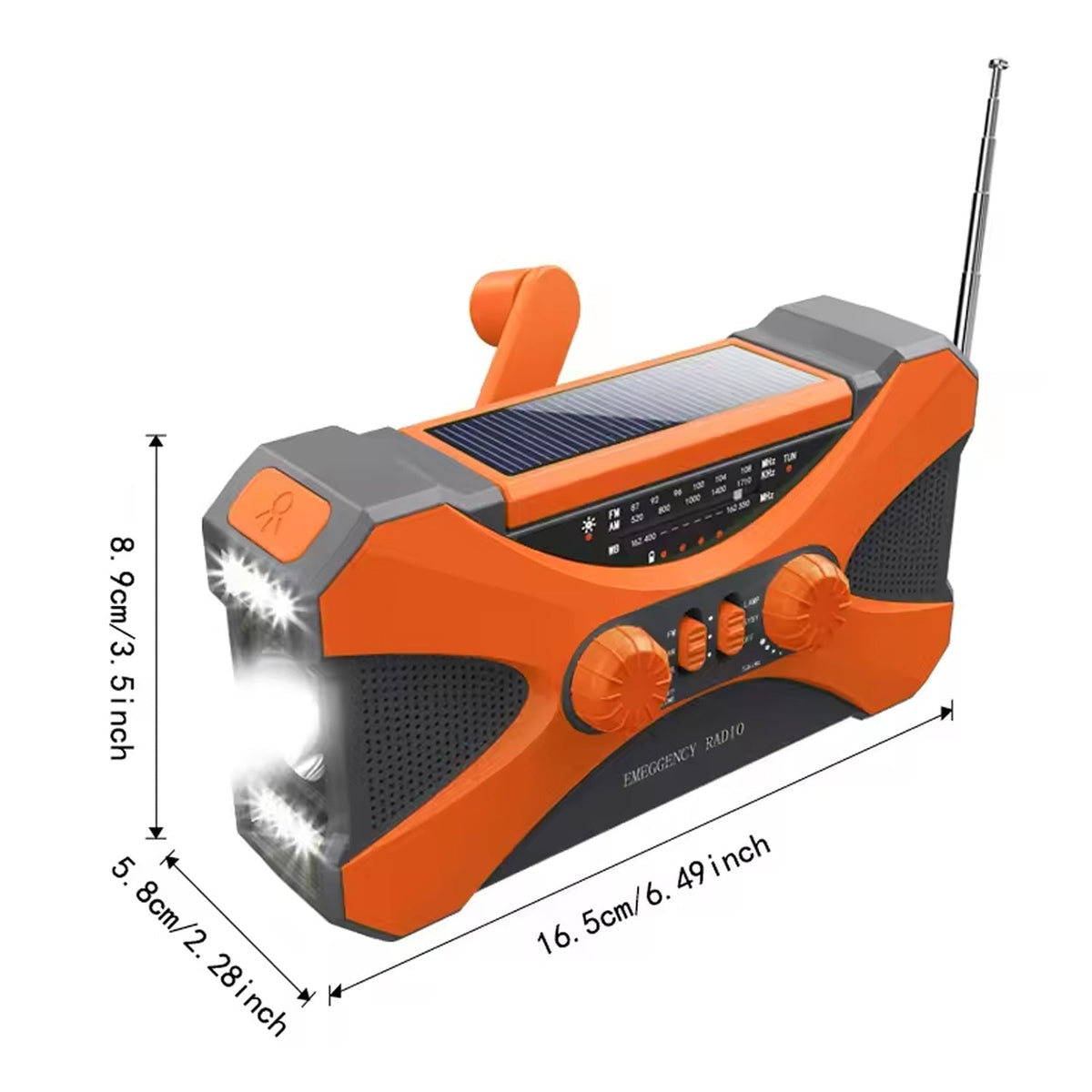 Notfall-Radio mit Handkurbel, Solarpanel und 10000mAh Powerbank