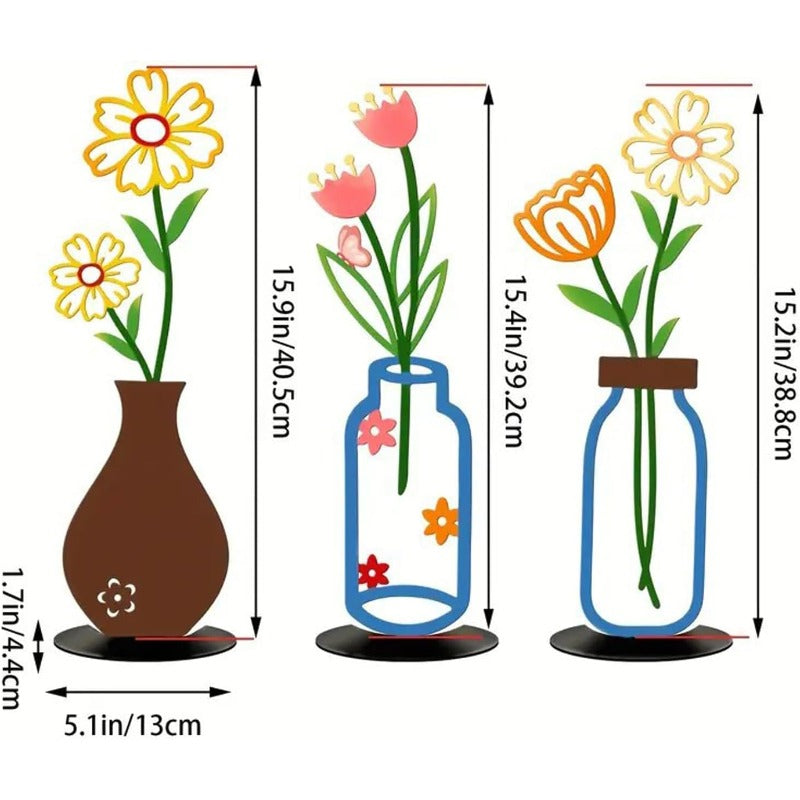 Minimalistische Metall-Linienkunst Blumen