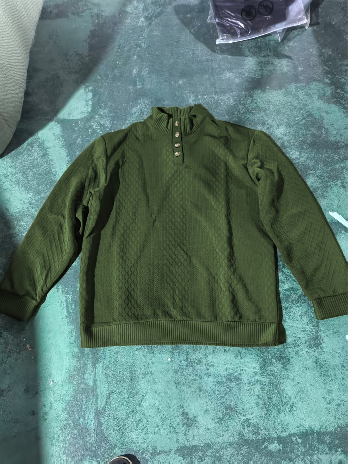 Pullover mit Stehkragen und Knopfleiste im Henley-Stil