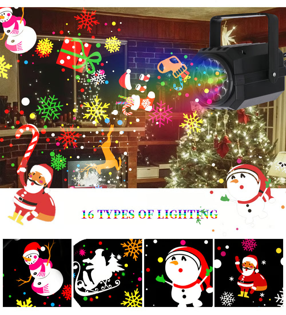 LED Weihnachts-Projektionslampe – 16 Muster