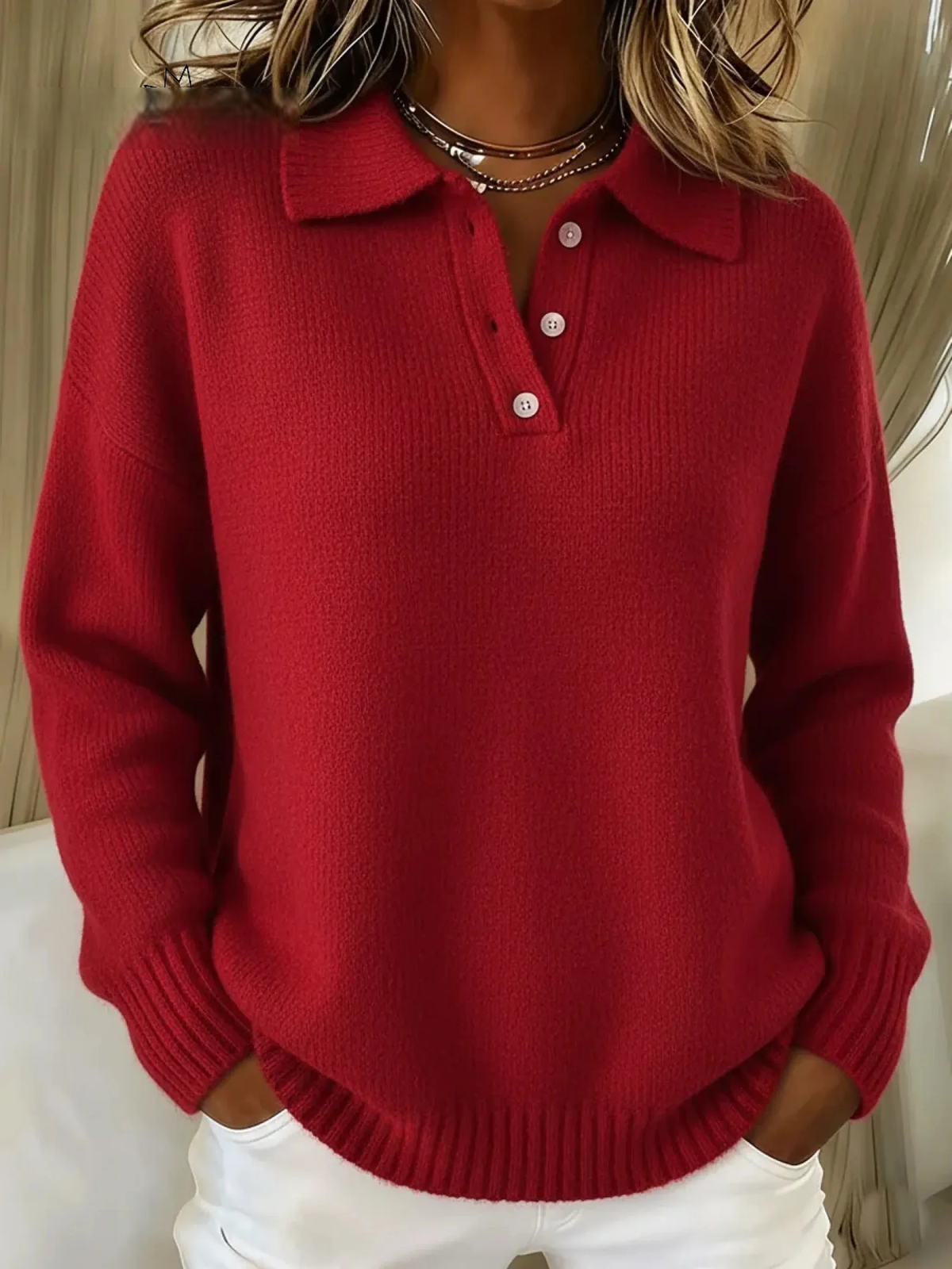Klassischer Rollkragenpullover mit Knopfdetail