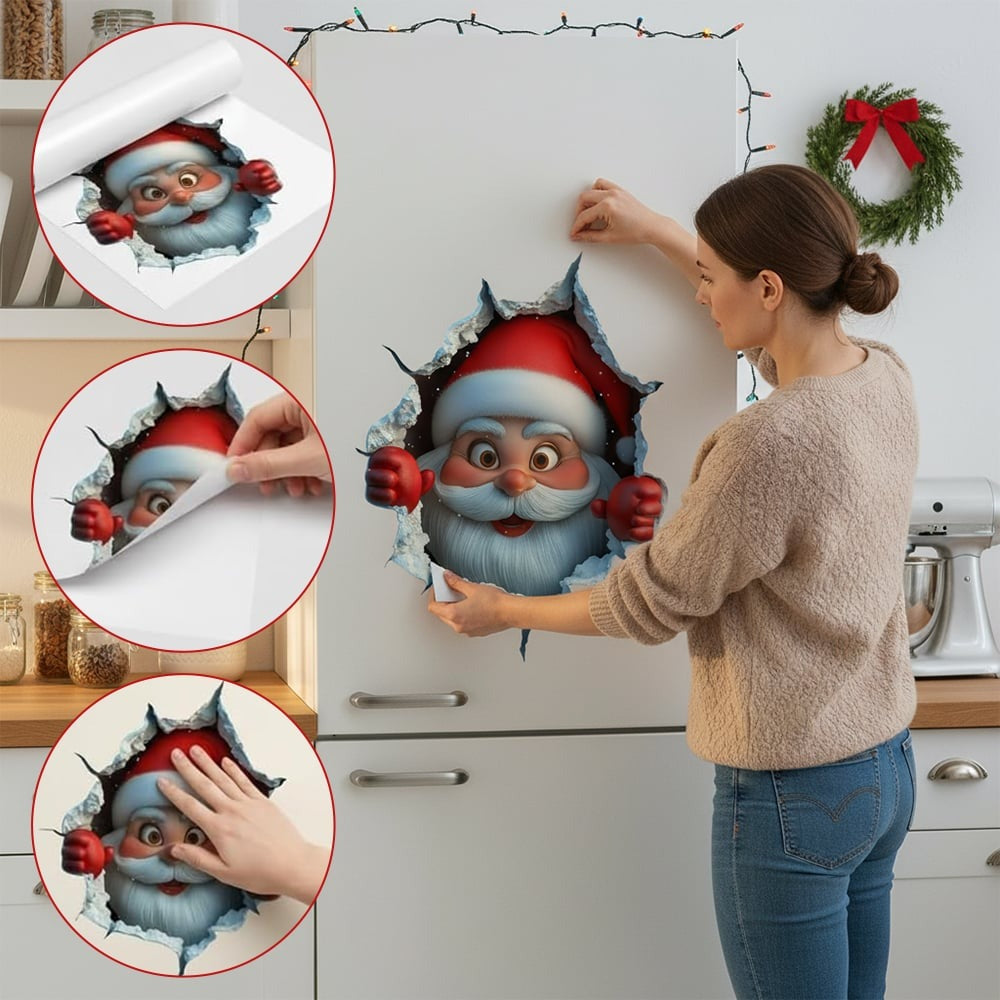 3D-Weihnachtsmann-Aufkleber für die Feiertage Wanddekoration