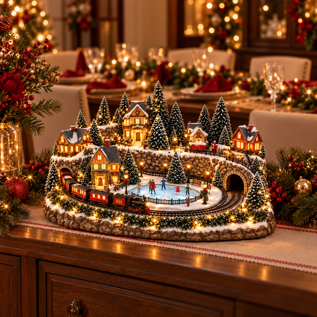 Magischer Weihnachtszug & Eislaufbahn