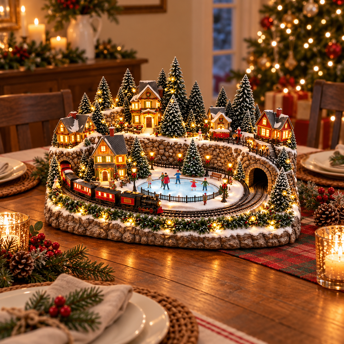 Magischer Weihnachtszug & Eislaufbahn