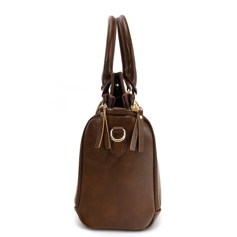 Vintage PU-Leder-Handtasche mit Multitaschen-Organizer-Einsatz