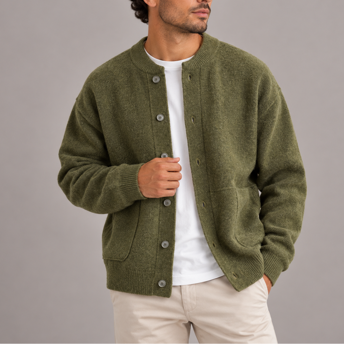 Herren Strukturierte Strickjacke mit Knopfleiste | Lässige Strickjacke